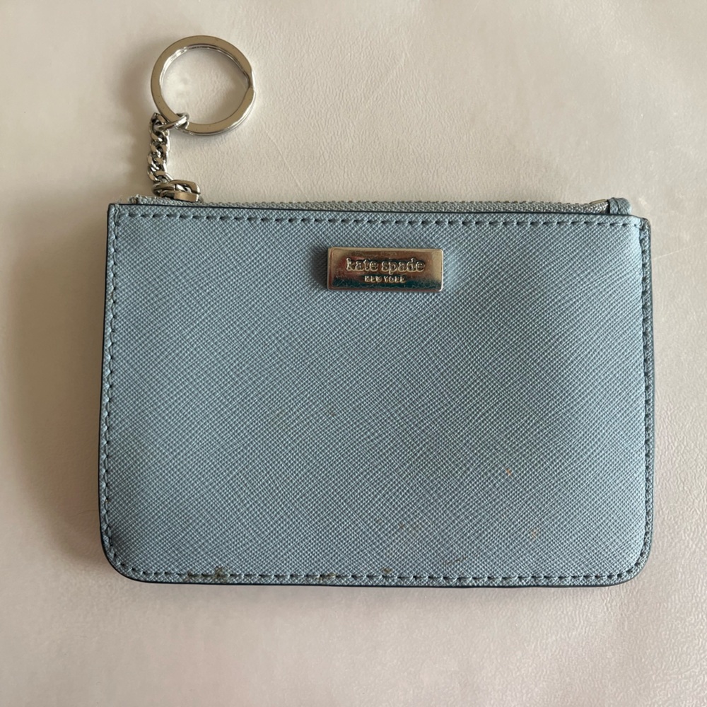 Kate Spade Light Blue Card Wallet with Keychain